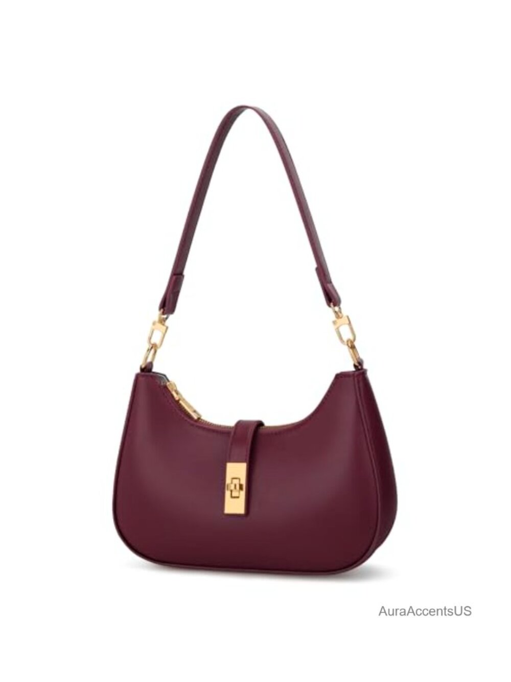 Vegan Leather Hobo Shoulder Bag Crossbody Purse with Chain Gold Hardware